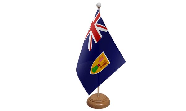 Turks and Caicos Islands Small Flag with Wooden Stand
